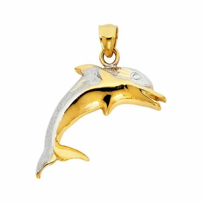 Pre-owned Td Collections 14k Two Tone Gold Dolphin Pendant For Woman