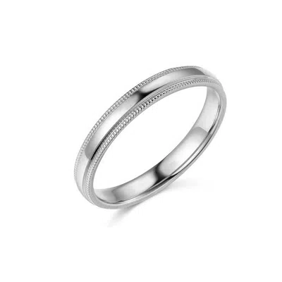 Pre-owned Td Collections 14k White Gold 3mm Classic Light Comfort-fit Dome Milgrain Wedding Band