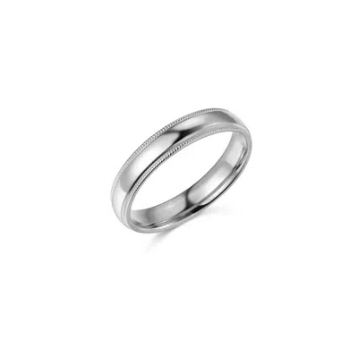 Pre-owned Td Collections 14k White Gold 4mm Classic Light Dome Milgrain Wedding Band For Women