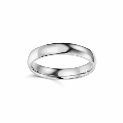 Pre-owned Td Collections 14k White Gold 4mm Plain Regular Fit Classic Light Dome Wedding Band