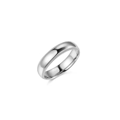 Pre-owned Td Collections 14k White Gold 5mm Classic Light Dome Milgrain Wedding Band For Women