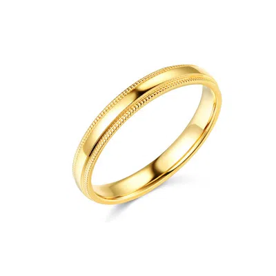 Pre-owned Td Collections 14k Yellow Gold 3mm Classic Light Comfort-fit Dome Milgrain Wedding Band
