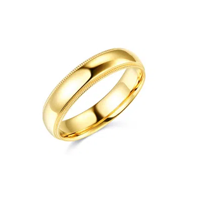 Pre-owned Td Collections 14k Yellow Gold 5mm Classic Light Comfort-fit Dome Milgrain Wedding Band