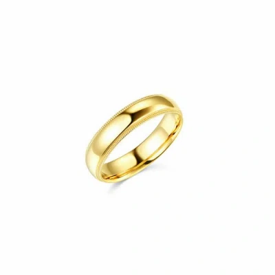 Pre-owned Td Collections 14k Yellow Gold 5mm Classic Light Dome Milgrain Wedding Band For Women