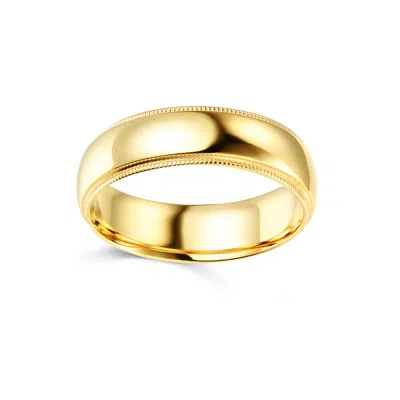 Pre-owned Td Collections 14k Yellow Gold 6.0mm Classic Light Comfort-fit Dome Milgrain Wedding Band