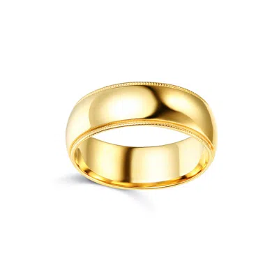 Pre-owned Td Collections 14k Yellow Gold 7mm Classic Light Comfort-fit Dome Milgrain Wedding Band
