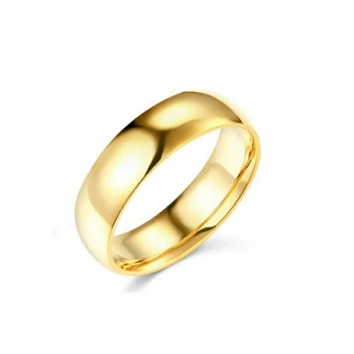 Pre-owned Td Collections 14k Yellow Gold 7mm Plain Regular Fit Classic Light Dome Wedding Band