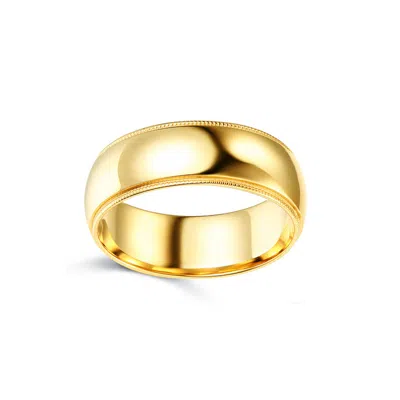 Pre-owned Td Collections 14k Yellow Gold 8mm Classic Light Comfort-fit Dome Milgrain Wedding Band