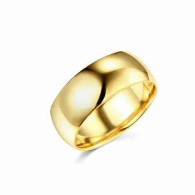 Pre-owned Td Collections 14k Yellow Gold 8mm Plain Regular Fit Classic Light Dome Wedding Band