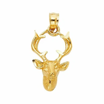 Pre-owned Td Collections 14k Yellow Gold Buck Pendant Gift For Woman