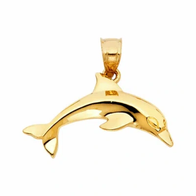 Pre-owned Td Collections 14k Yellow Gold Dolphin Pendant Gift For Woman