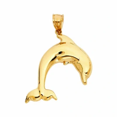 Pre-owned Td Collections 14k Yellow Gold Dolphin Pendant Gift Jewelry For Woman