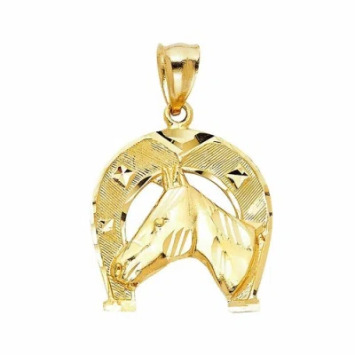 Pre-owned Td Collections 14k Yellow Gold Lucky Horsehoe Pendant For Woman