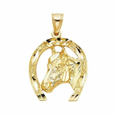 Pre-owned Td Collections 14k Yellow Gold Lucky Horsehoe Pendant Gift For Woman