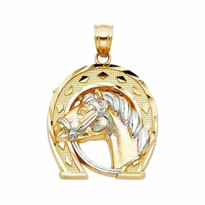 Pre-owned Td Collections 14k Yellow Gold Lucky Horsehoe Pendant Jewelry For Woman