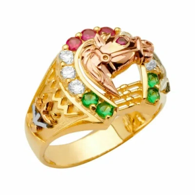 Pre-owned Tdgj 14k Two Tone Cz Men's Ring / Avg. Weight - 8.2 Grams