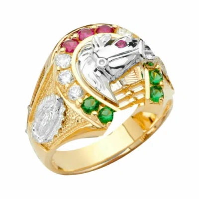 Pre-owned Tdgj 14k Two Tone Cz Men's Ring / Avg. Weight - 8.7 Grams