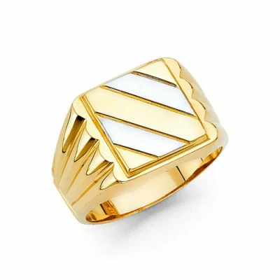 Pre-owned Tdgj 14k Two Tone Gold Cubic Zirconia Men's Ring / Avg. Weight - 7.9 Grams