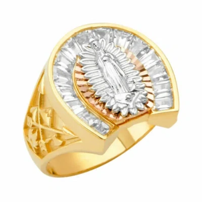 Pre-owned Tdgj 14k Two Tone Gold Religious Men's Ring / Avg. Weight - 10.5 Grams