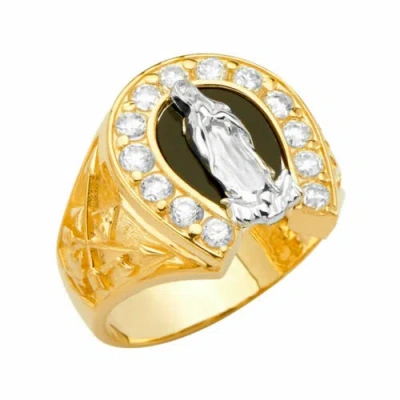 Pre-owned Tdgj 14k Two Tone Gold Religious Men's Ring / Avg. Weight - 8.2 Grams