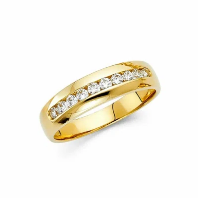 Pre-owned Tdgj 14k Yellow Gold Cubic Zirconia Men's Gold Ring / Avg. Weight - 4.8 Grams