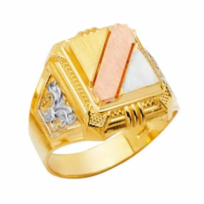 Pre-owned Tdgj 14k Yellow Gold Cubic Zirconia Men's Gold Ring / Avg. Weight - 6.1 Grams