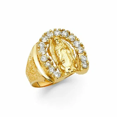 Pre-owned Tdgj 14k Yellow Gold Cubic Zirconia Men's Gold Ring / Avg. Weight - 7.0 Grams