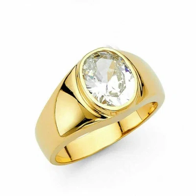 Pre-owned Tdgj 14k Yellow Gold Cubic Zirconia Men's Gold Ring / Avg. Weight - 7.8 Grams