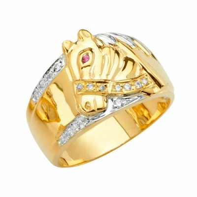 Pre-owned Tdgj 14k Yellow Gold Cubic Zirconia Men's Gold Ring / Avg. Weight - 9.1 Grams