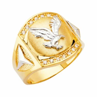 Pre-owned Tdgj 14k Yellow Gold Cubic Zirconia Men's Gold Ring / Avg. Weight - 9.1 Grams