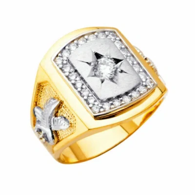 Pre-owned Tdgj 14k Yellow Gold Cubic Zirconia Men's Ring