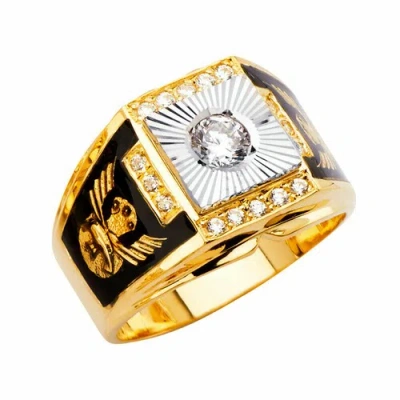 Pre-owned Tdgj 14k Yellow Gold Cubic Zirconia Men's Ring / Avg. Weight - 10.9 Grams