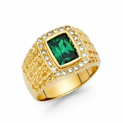 Pre-owned Tdgj 14k Yellow Gold Cubic Zirconia Men's Ring / Avg. Weight - 8.1 Grams