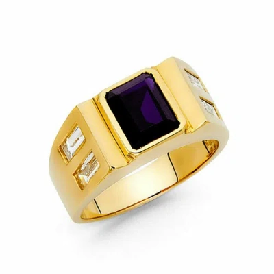 Pre-owned Tdgj 14k Yellow Gold Cubic Zirconia Men's Ring / Avg. Weight - 8.1 Grams