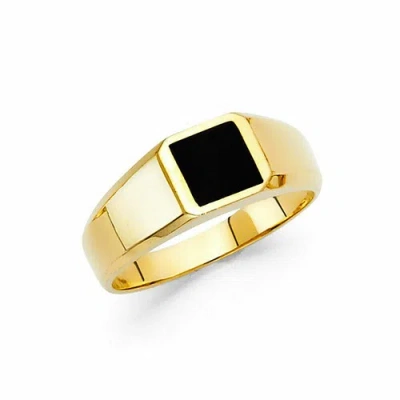 Pre-owned Tdgj 14k Yellow Gold Onyx Men's Ring / Avg. Weight - 4.2 Grams