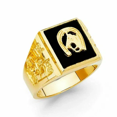 Pre-owned Tdgj 14k Yellow Gold Onyx Men's Ring / Avg. Weight - 8.3 Grams