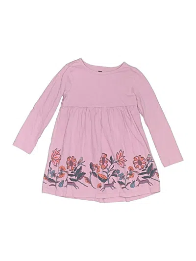 Pre-owned Tea Kids' 3/4 Sleeve Top Pink Crew Neck Tops