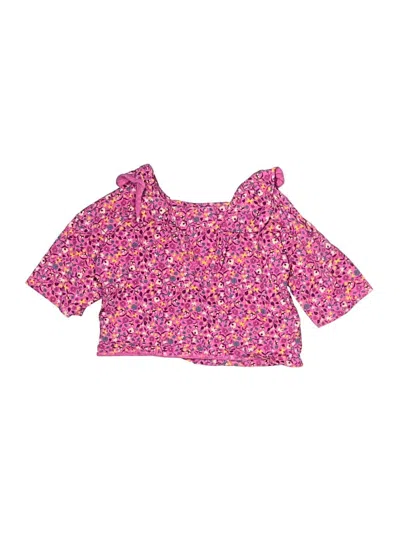 Pre-owned Tea Kids' 3/4 Sleeve Top Pink Square Neckline Tops