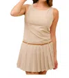 Tea & Cup Feel The Flutter Pleated Dress In Khaki In Green