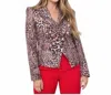 Tea & Cup Leopard Double Breasted Blazer In Taupe In Grey
