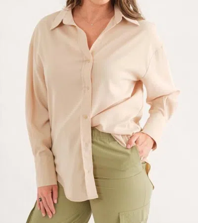 Tea & Cup Woven Ovsz Blouse In Beige