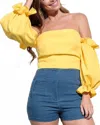 Tea & Cup Yasmine Off Shoulder Top In Yellow