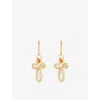 Tea & Tequila Womens Multicoloured Cross Pearl-embellished 11ct Gold Plated Sterling-silver Hoop Earrings