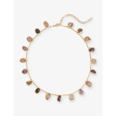 Tea & Tequila Womens Multicoloured Mini Crystal 22ct Yellow Gold-plated Brass And Gemstone Necklace