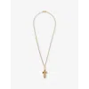Tea & Tequila Womens Multicoloured Small Cross 22ct Yellow Gold-plated Brass And Gemstone Pendant Necklace