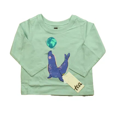Pre-owned Tea Kids' Boys Aqua Seal Long Sleeve T-shirt In Blue