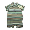 Tea Boys Blue Green Stripe Romper In Multi