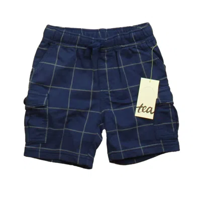 Pre-owned Tea Kids' Boys Blue Windowpane Shorts