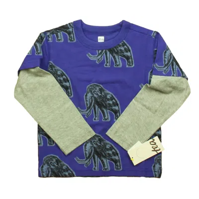 Pre-owned Tea Kids' Boys Blue Wooly Mammoth Long Sleeve T-shirt