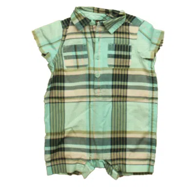 Tea Kids' Boys Green Pink Plaid Romper
